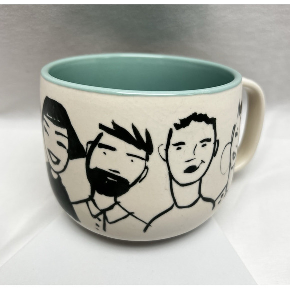 Anthropologie People Person Coffee Mug Blue Aqua Interior 16 Oz Retired - Picture 5 of 10